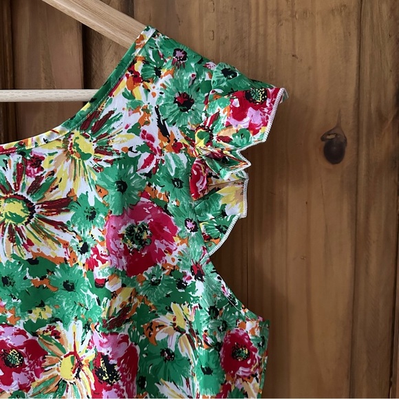 Skue Floral Ruffle Cap Sleeve Top Blouse Tie Back - Large - Picture 5 of 11